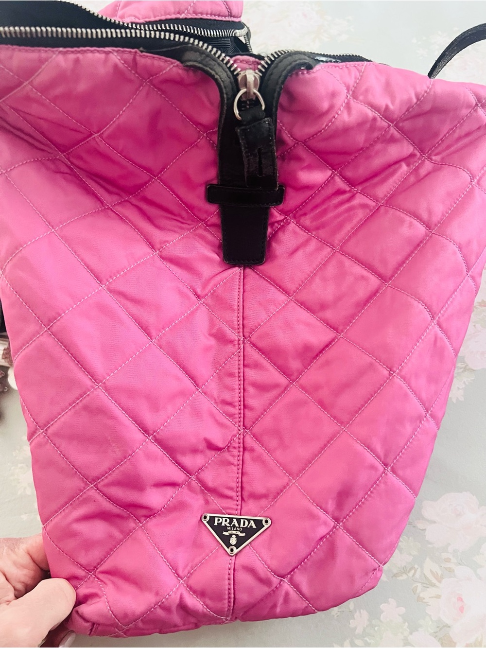 Prada Tessuto Nylon Tote / Shoulder Bag - Pink - Picture 4 of 11